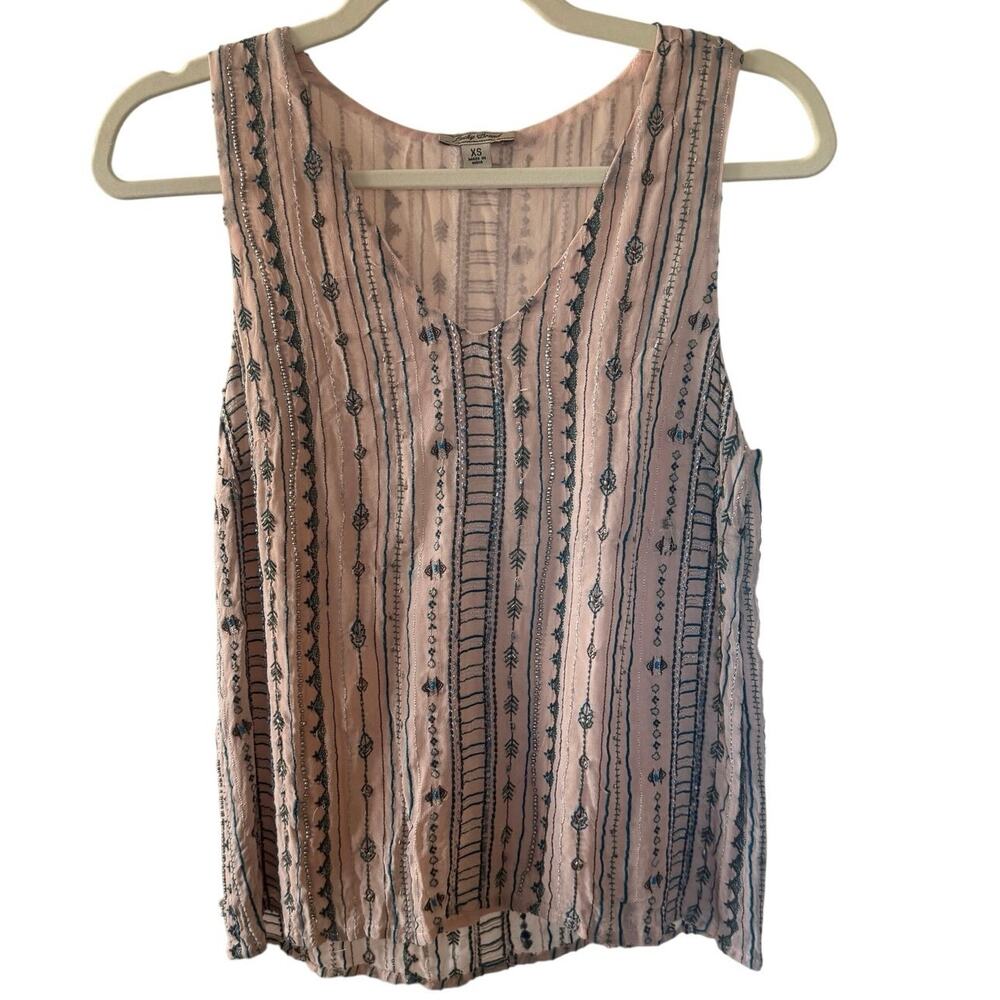 Vintage Lucky Brand Blush Beaded Embroidered Tank - XS Boho Fairycore Festival